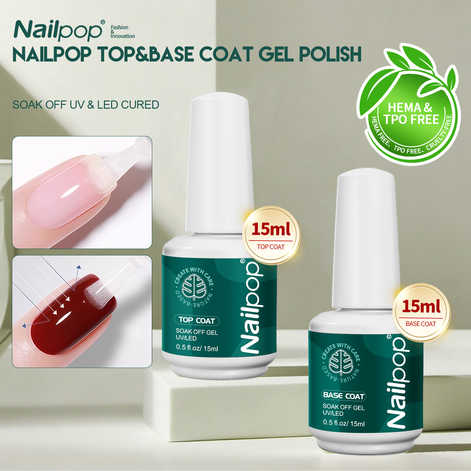Uv Whitening Kit - Nailpop HEMA/TPO Free Top Base Coat