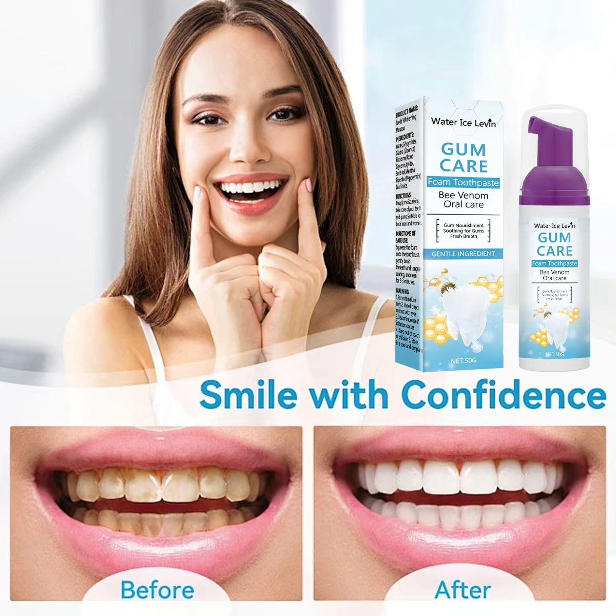 Water Ice Levin Gum Care Foam  – обзор и цена Teeth Whitening Xylitol