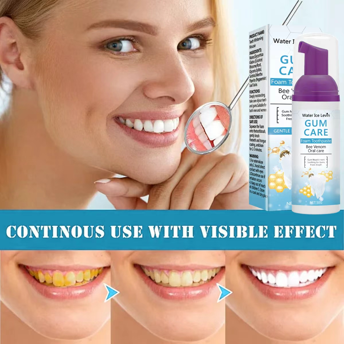 Water Ice Levin Gum Care Foam  – обзор и цена Teeth Whitening Xylitol