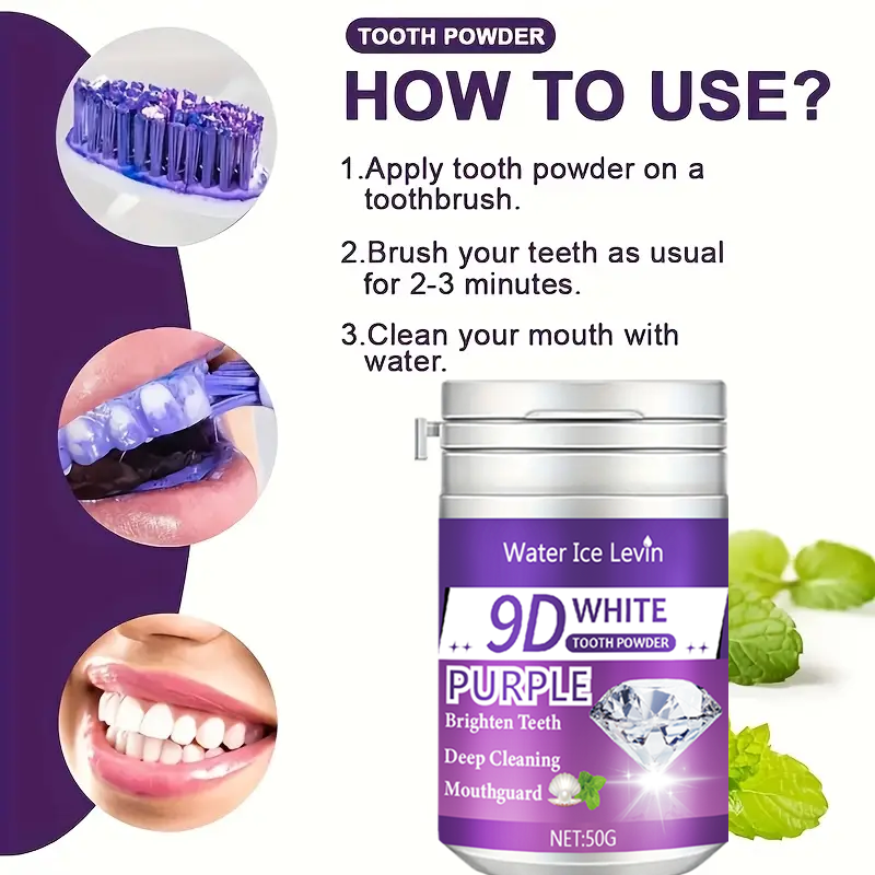9D White Purple Toothpowder. B – обзор и цена Teeth Whitening Ingredients