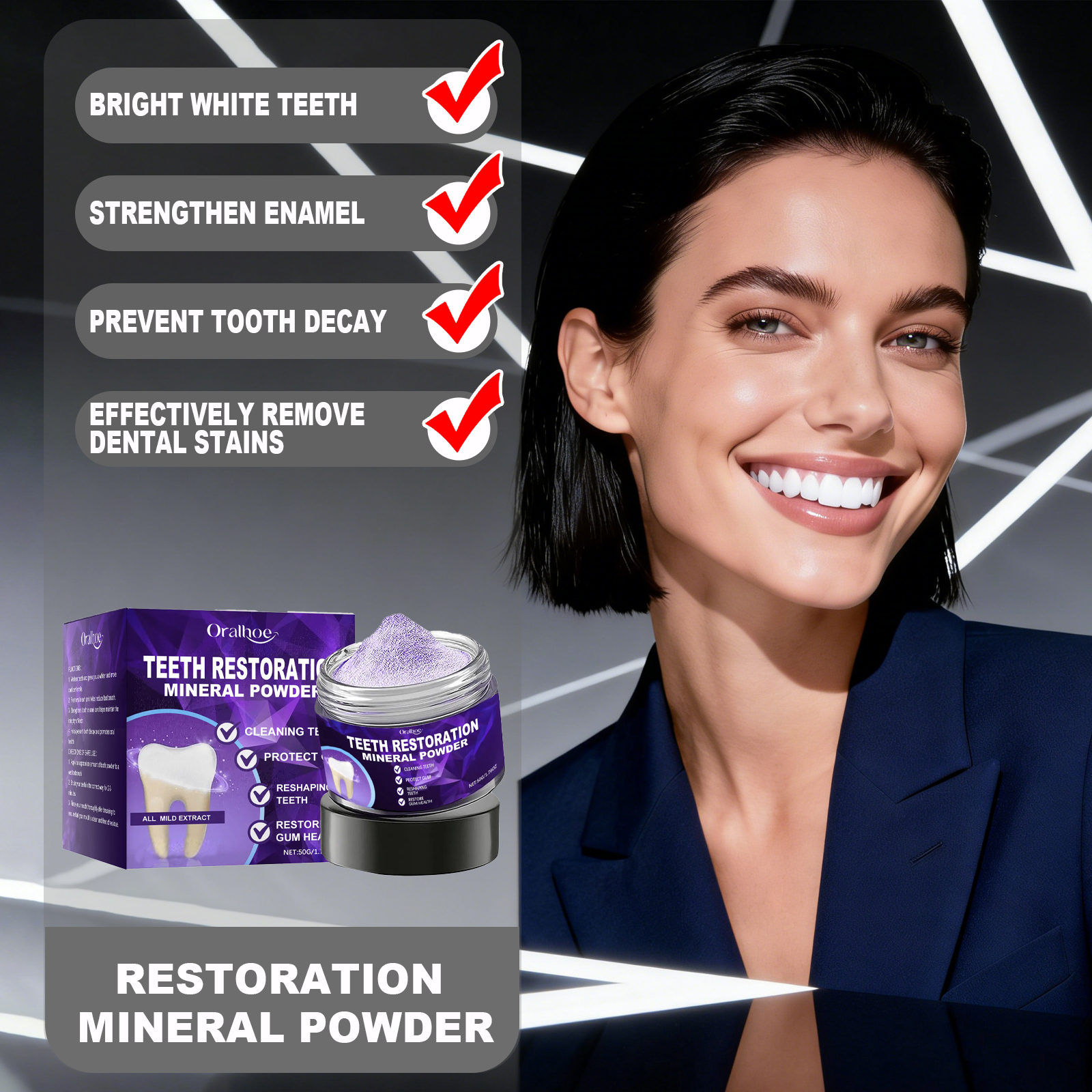 Purple Teeth Bleaching Powder  – обзор и цена Teeth Whitening Ingredients