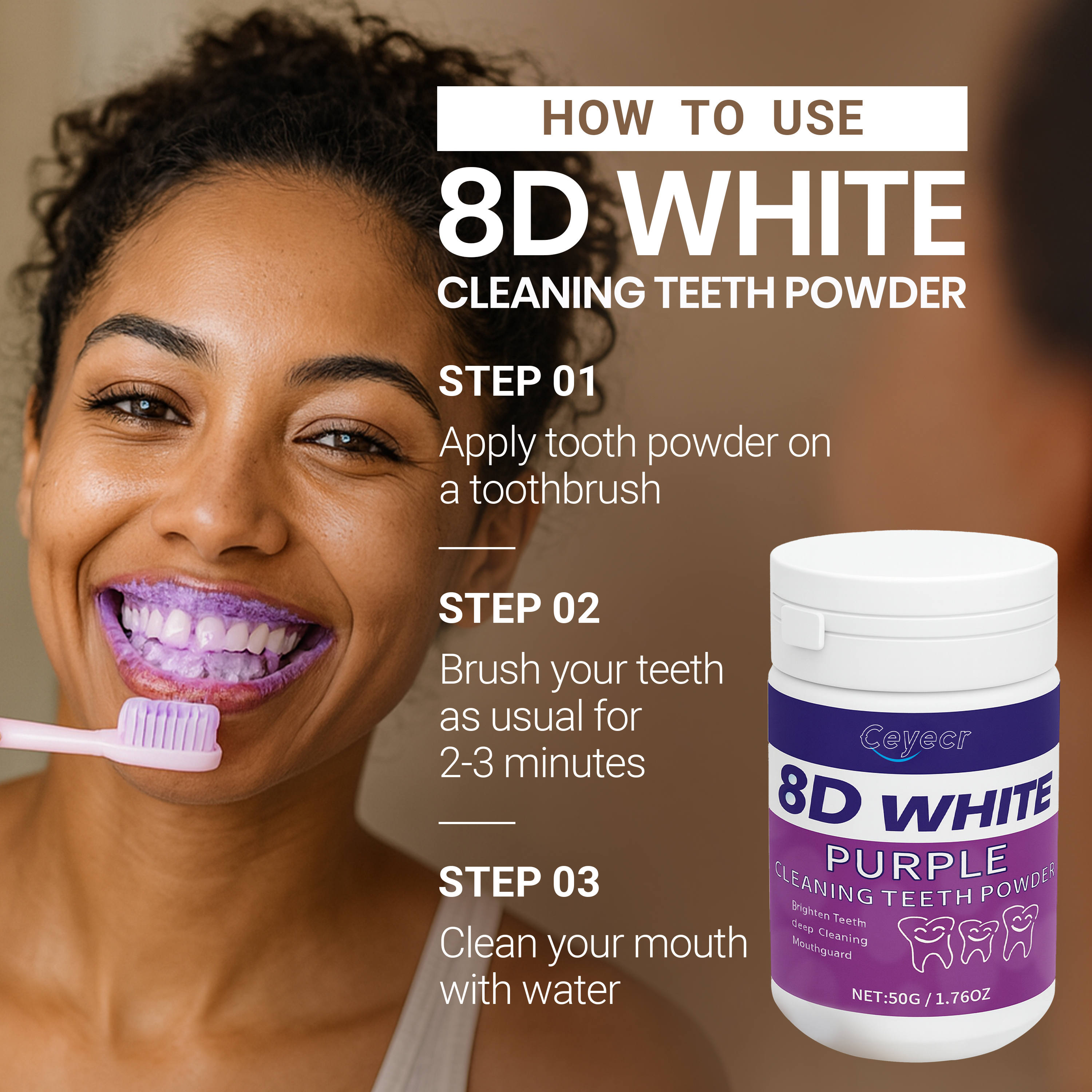 8D white Teeth Whitening Powde – обзор и цена Teeth Whitening Ingredients